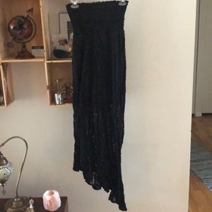 Black lace strapless dress